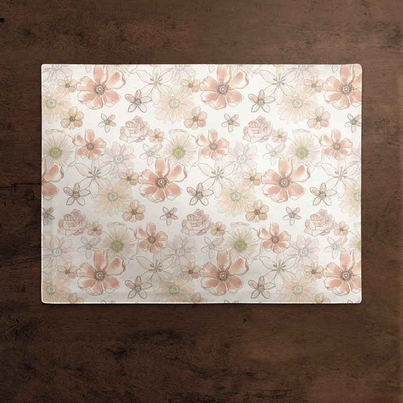 Forlini, aquarelle de fleurs sur un napperon 7458-CG, Blanc