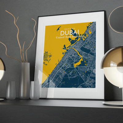 Dubai City Map In Amuse - No Frame Print