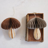 Paper Mushroom Folding Honeycomb Ornament Set With Gold Glitter Edge