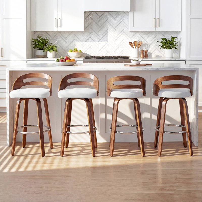Tabourets de bar pivotants rembourrés Mahtab, Beige, Tabouret (assise à une hauteur de 30,31 po)