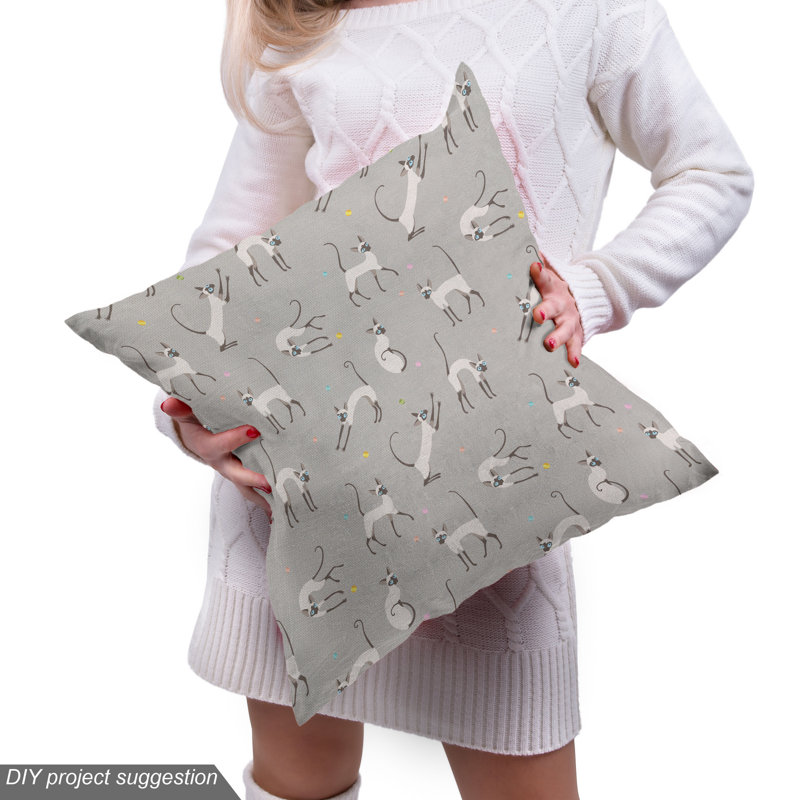 Tissu de conception murale siamois chat, l 58 po x L 180 po