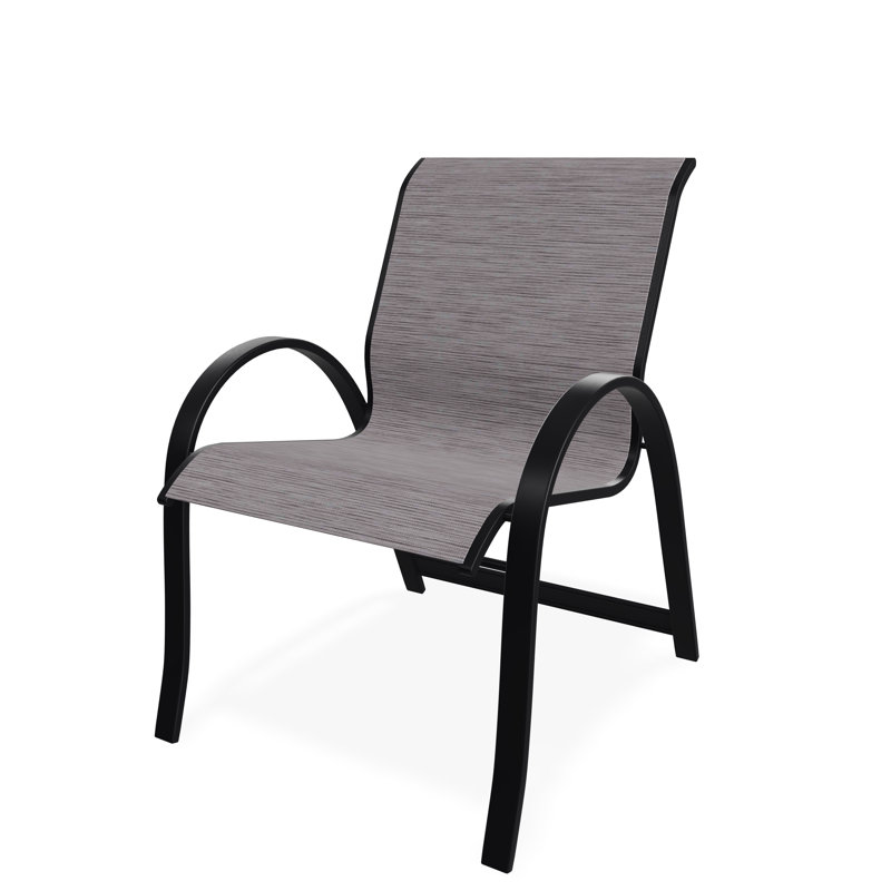 Chaise avec accoudoirs empilable Aruba II, Noir, Fossile