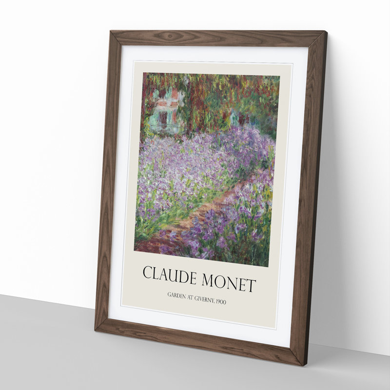 Irises in Monets Garden by Claude Monet - Picture Frame Art Prints, 48cm H x 36cm W x 2cm D, Walnut Framed Framed