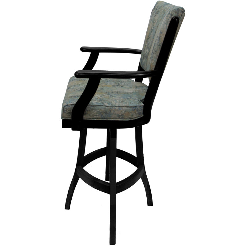 Irminger Classic Swivel Wood Extra Tall Stool, Counter Stool (26" Seat Height), Blue Polyester Blend/Black Frame