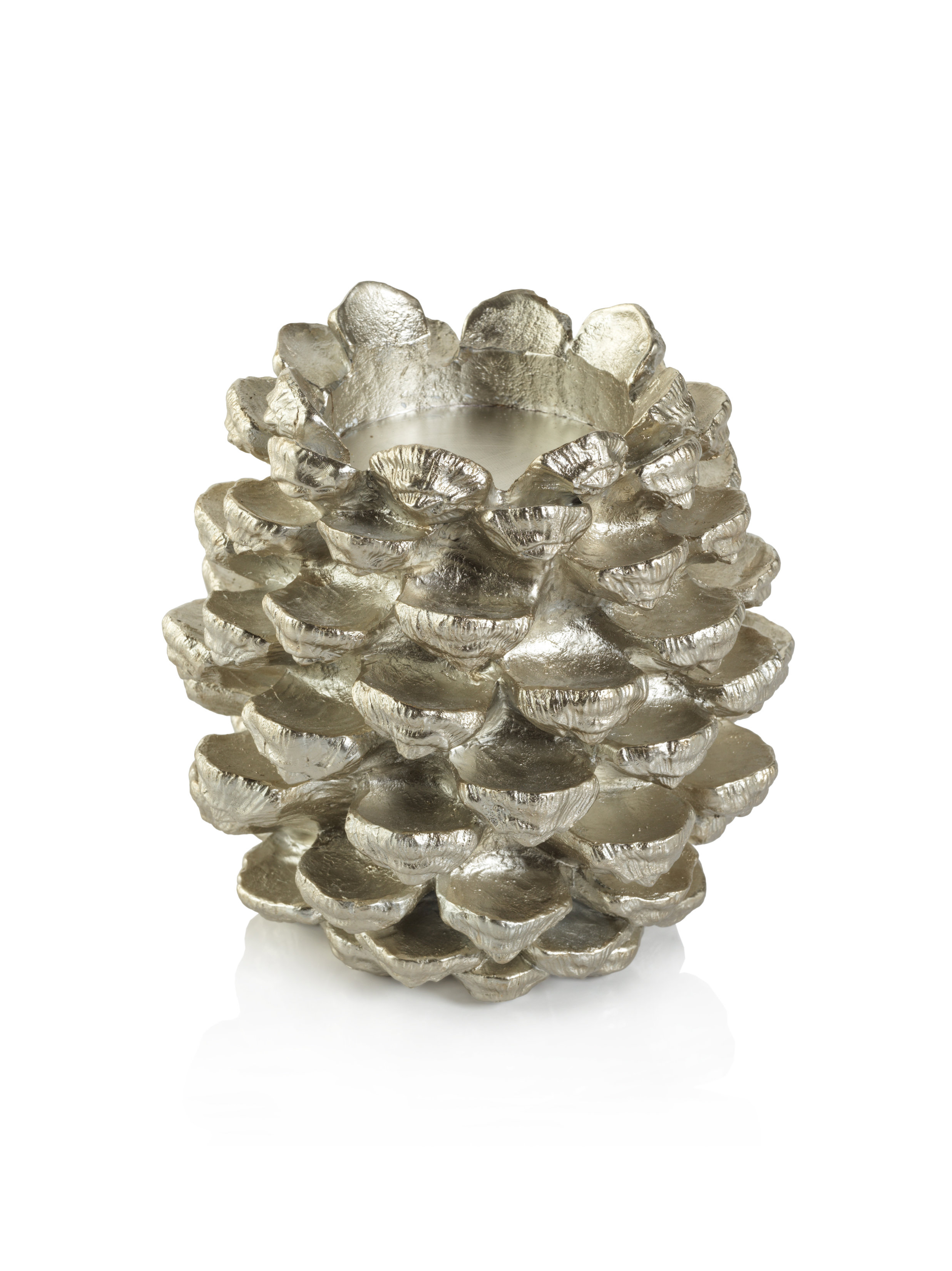 The Holiday Aisle® Neve Silver Pine Cone Pillar Candle Holder Wayfair