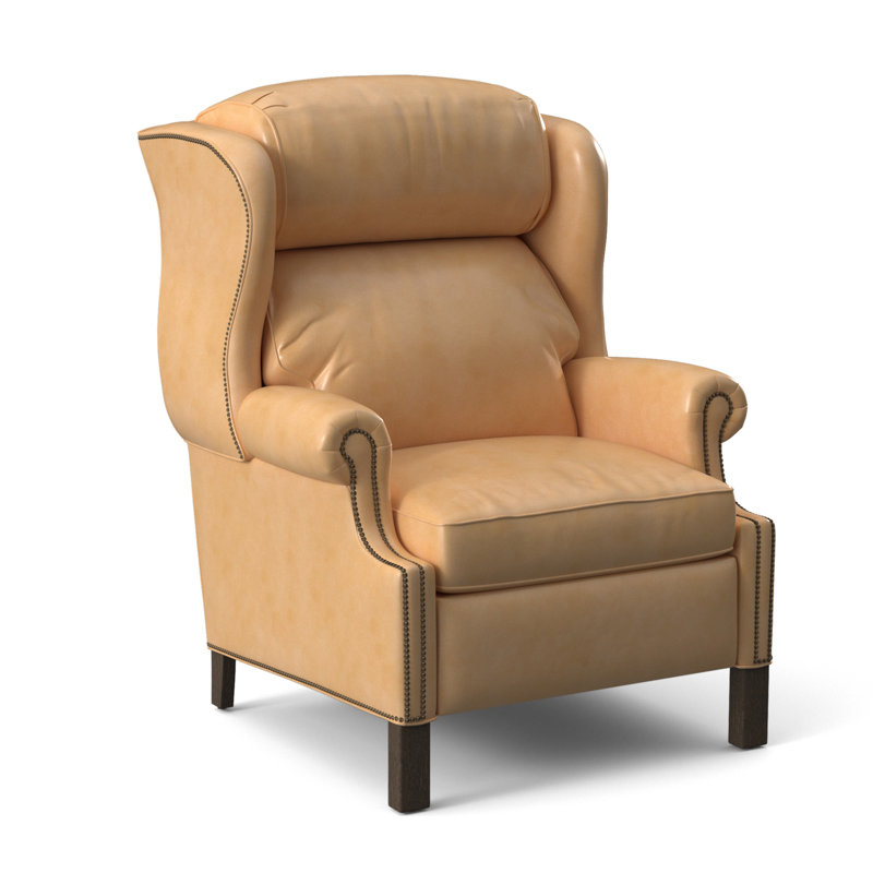 Chippendale Recliner, #9 Natural, Rio Mineral Genuine Leather, Cobblestone