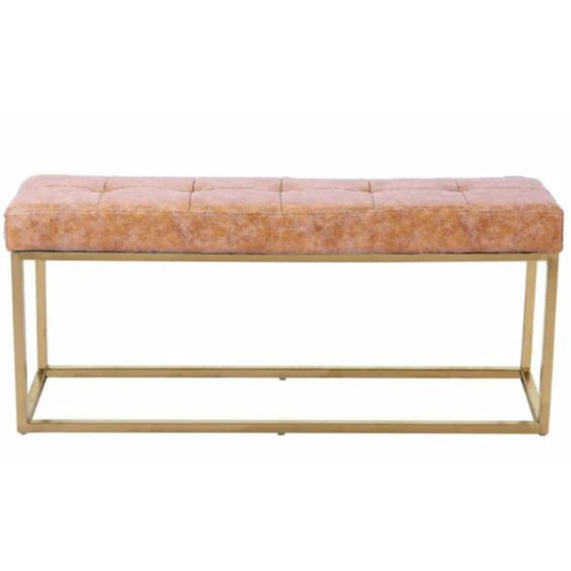 Banc rembourré très grand, Brun clair antique