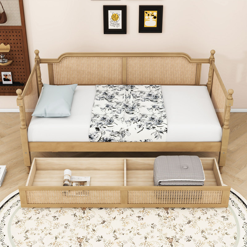Wood Daybed with 2 Drawers, Twin, Antique Walnut