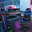 Computer desk RGB LED Ergonomic gaming desk Gaming desk Black