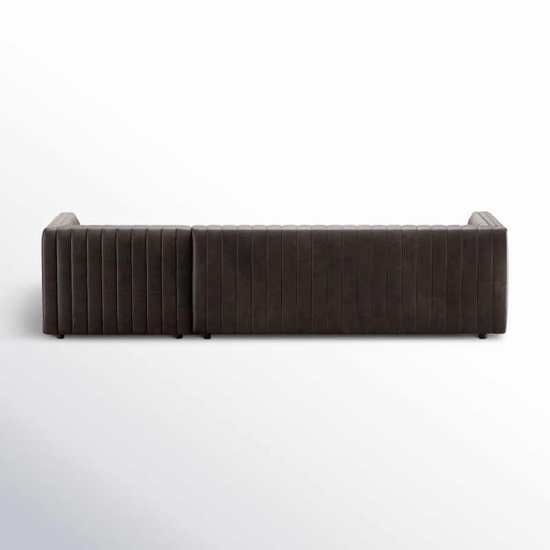 Augustine Chaise Sectional, Deacon Wolf Genuine Leather, Right Hand Facing, 26.5" H x 105" W x 64" D