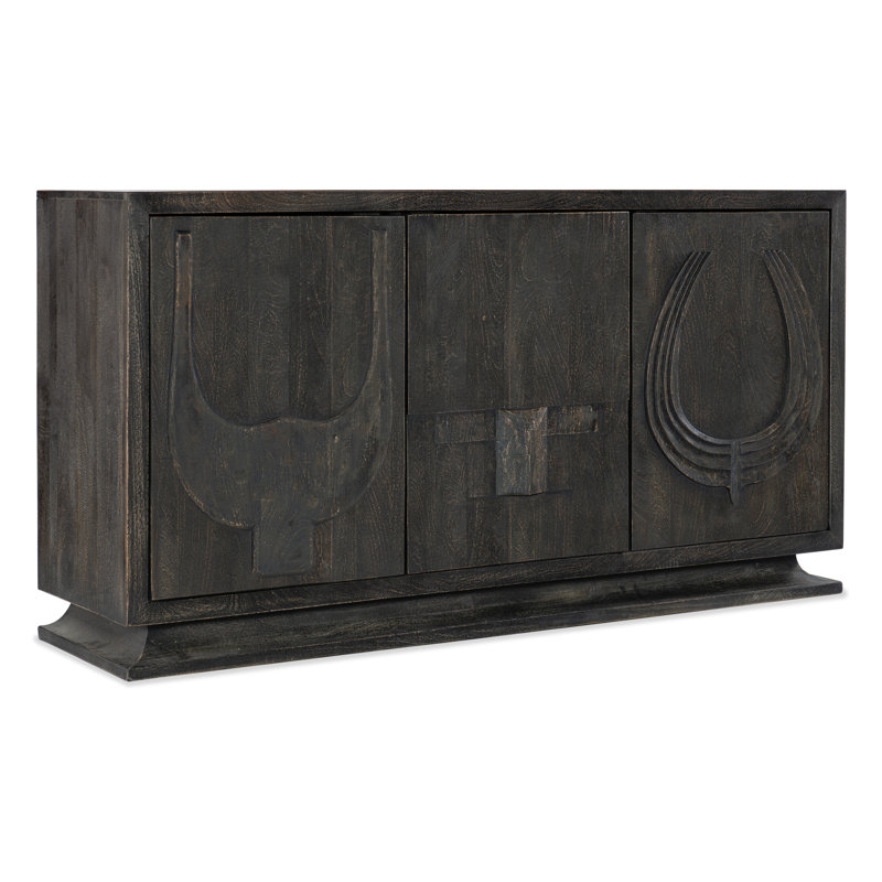 Chiseling 68'' Black Solid Wood Sideboard