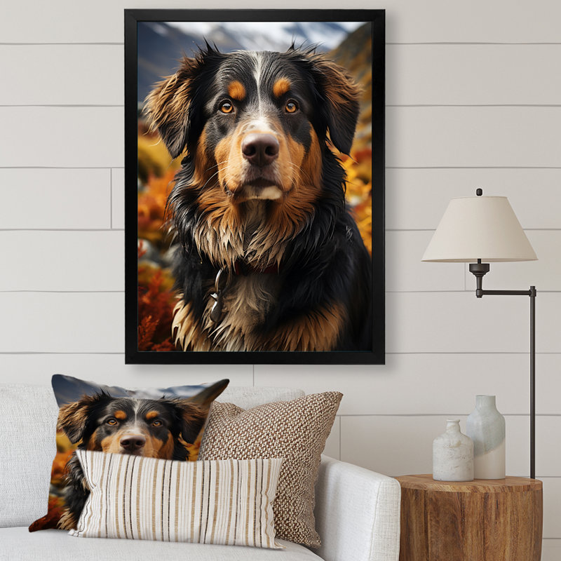 Bernese Mountain Majesty III, H 32 po x l 16 po x P 1 po, Cadre simple noir