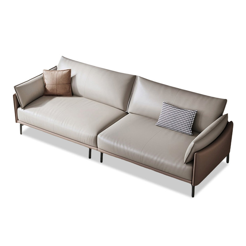 Canapé modulaire gris en cuir véritable, 4, 33.46" H x 110.24" W x 35.43" D 