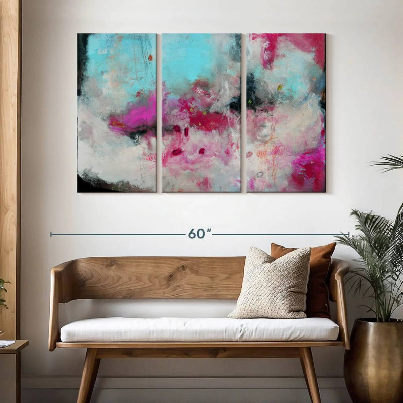 Avery - Abstraction rose et bleue I, H 32 po x l 50 po
