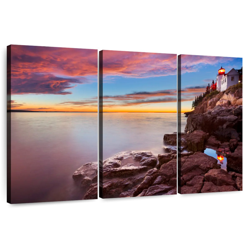Gillard Bass Harbor Head Lighthouse Sunset, 32" H x 50" W