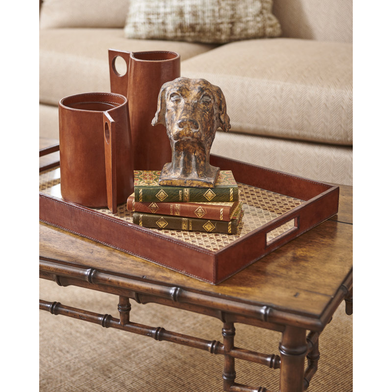 Leather Table Vase, 7.3" H x 7.3" W x 5.5" D