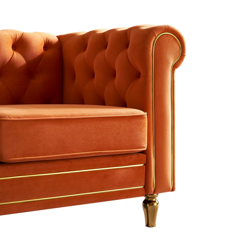 Causeuse 84,65 po Jaquain, Velours orange