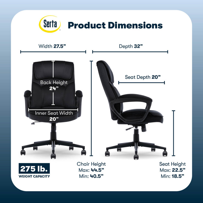 Comfort Classic Swivel Executive Office Chair, Black