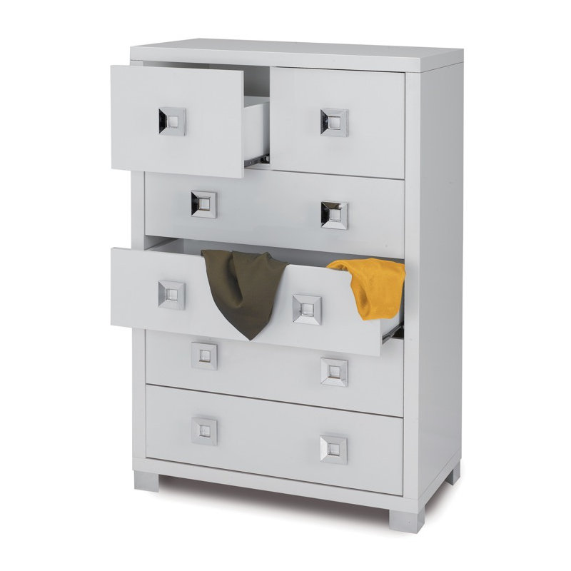 Commode 6 tiroirs Holquin, Noir lustré