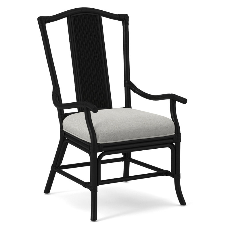 Drury Lane Slat Back Dining Arm Chair, Black, Gray Sugar Performance; 0863-84