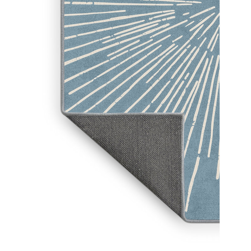 Soft Plush Filkins July 4Th Modern & Contemporary Abstract Area Rug in Blue – SkyBlue Binding, 3x5