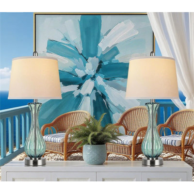 Ensemble de 2 lampes de table en verre Coastal