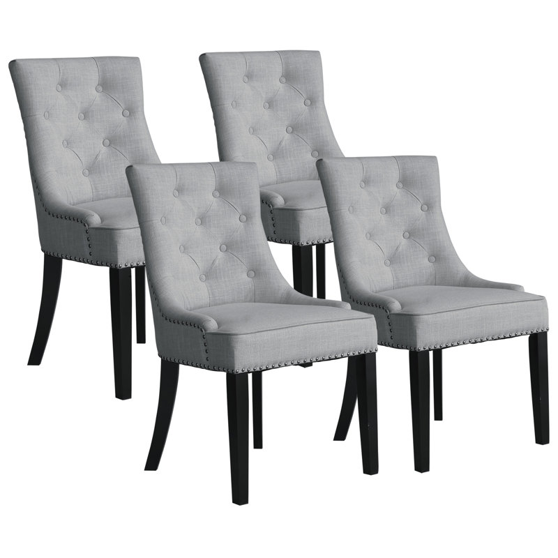 Tufted Upholstered Gray Dining  Chair , Gray