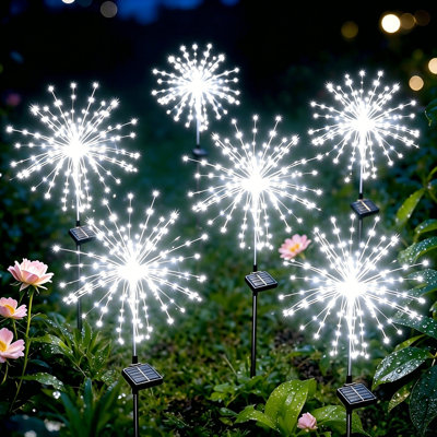 8 Modes Solar Firework Lights Outdoor Waterproof 120 LED Garden Landscape Light for 4th of July Decorations