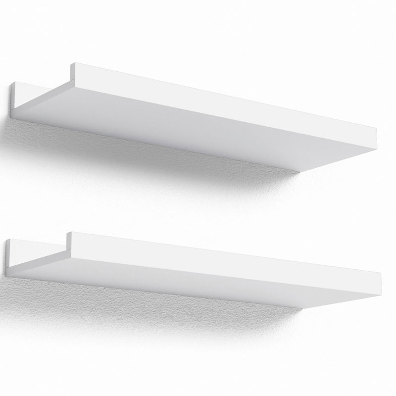 Floating Shelves Wall Mounted Set Of 2, Modern White Shelves For Room