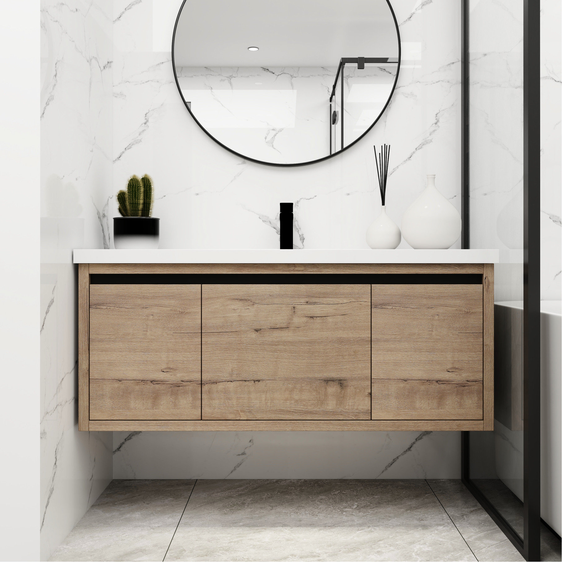 Latitude Run® Bathroom Vanity Cabinet With Sink 48 Inch Modern