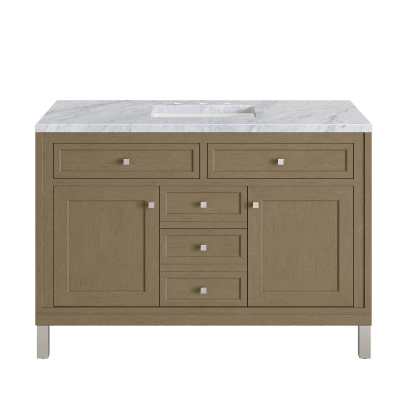 Chicago 48 in. Single Vanity, Walnut Whisper, Carrara White, 8" Widespread