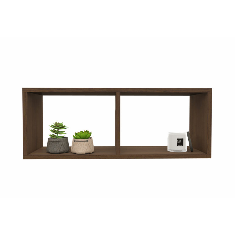 Jovonie Square Cube Shelf, 30cm H x 60cm W x 20cm D, Dark Brown