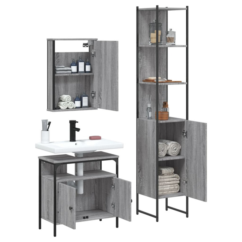 Aazil Bathroom Furniture Suite, Grey Sonoma