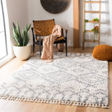 Triplett Fringe Shag Cream/Grey Area Rug