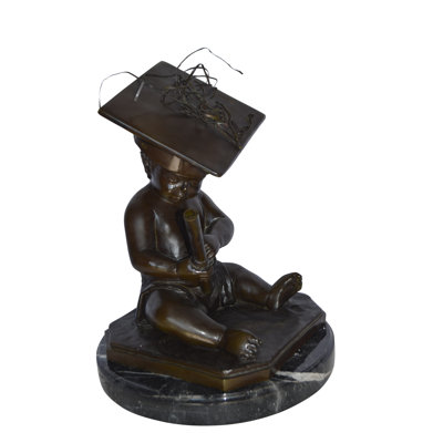 Kiona Graduating baby bronze statue -  Size: 16"L x 16"W x 21"H.