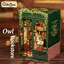 Ensemble de coin-livre miniature Diy | Décoration artisanale en bois hibou libellule 3D avec lumières DEL, décoration de table