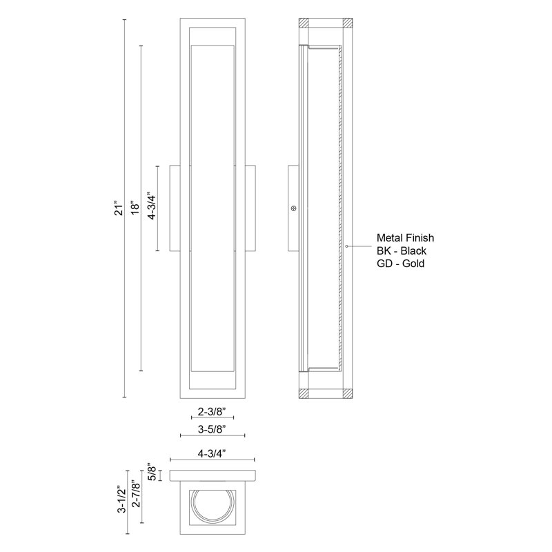 Applique murale à bras en acier Lochwood, H 21 po x l 4,75 po x P 3,5 po