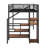 Full Size Metal Loft Bed With Desk And LED Light-1674471790