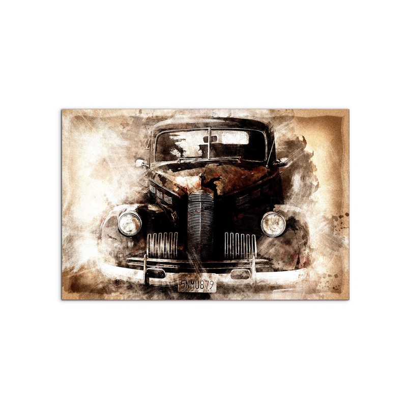 Old car by Art Studio 53×80 cm MetalArt Materic Aluminum Satin Effect, Frameless Panel, Lightweight Ready to Hang