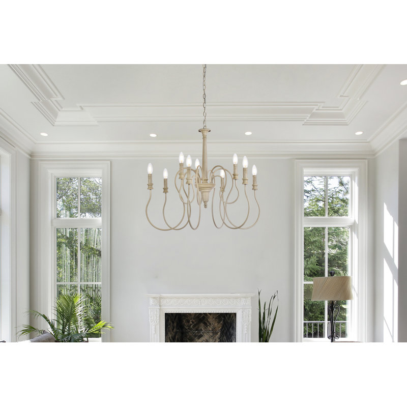 Lustre traditionnel de style bougie Aurianne, Colombe délavée, H 90 po x l 31 po x P 31 po