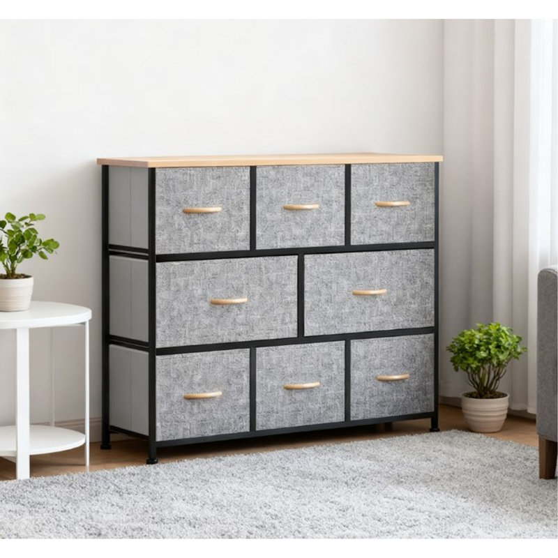 Commode en tissu avec tiroirs, unité de rangement avec structure en acier pour chambre à coucher, couloir