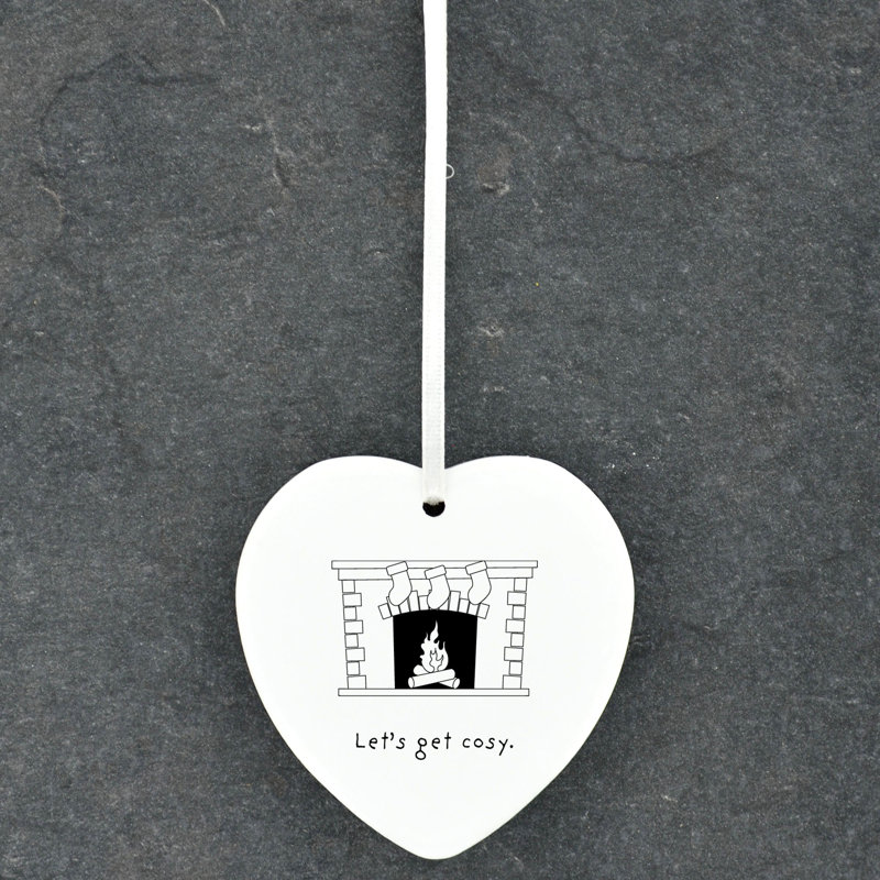Lets Get Cosy Heart Shaped Ceramic Ornament