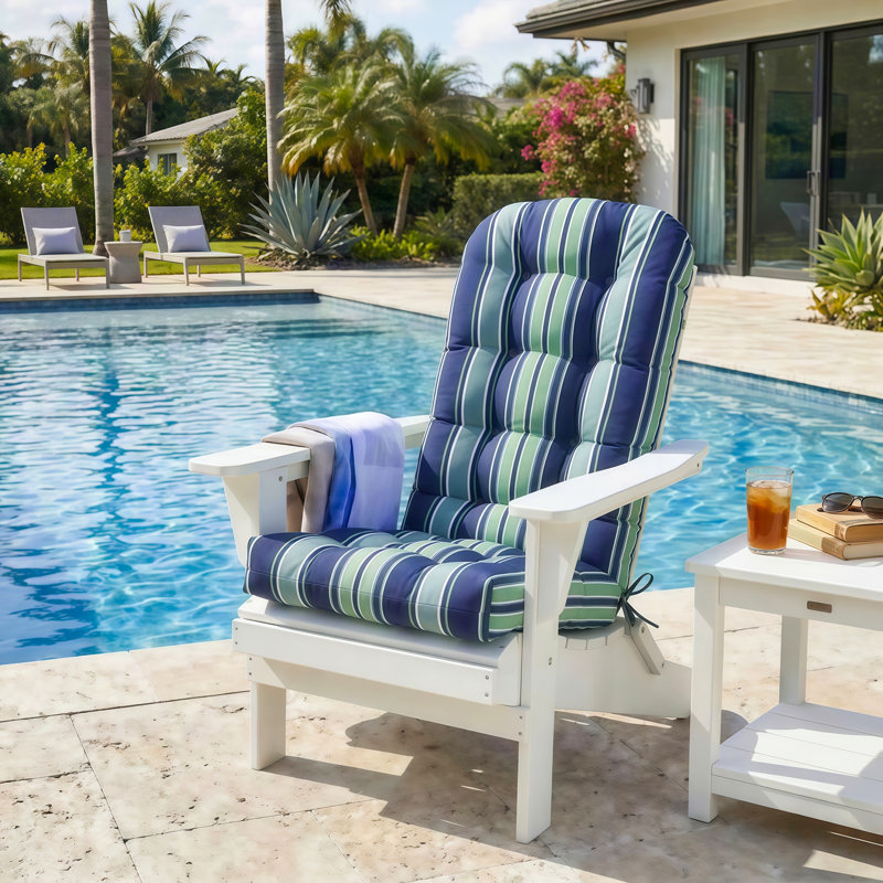 Outdoor/Indoor High Back Chair Cushion , Seabrook Stripes