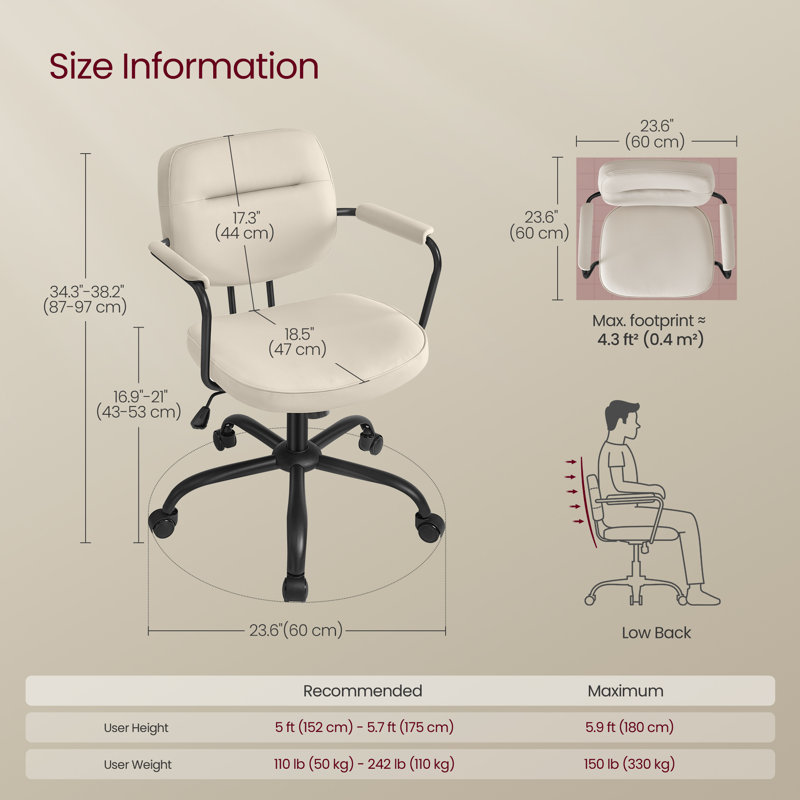 Chaise de bureau Maegan, Cadre beige / noir