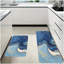 Tapis de cuisine en marbre bleu or fluide 2 pièces, tapis de sol pour salle de bain et cuisine