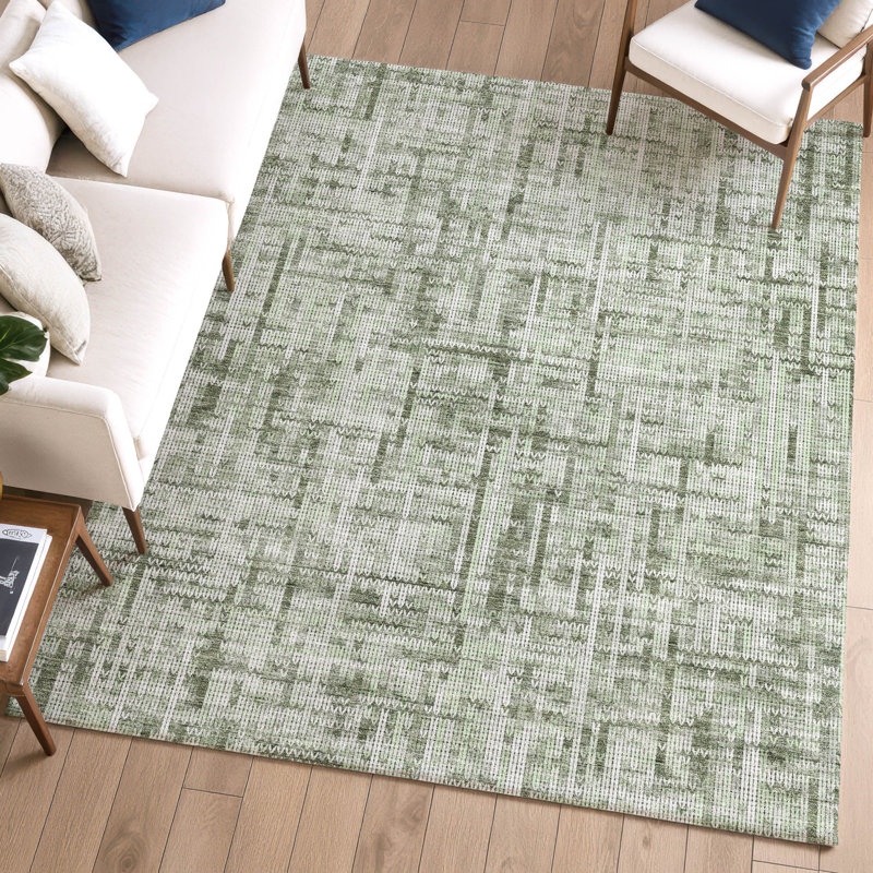 Premium Machine Washable Mayfield AMF2130 Striped Rug, 8' x 10', Green