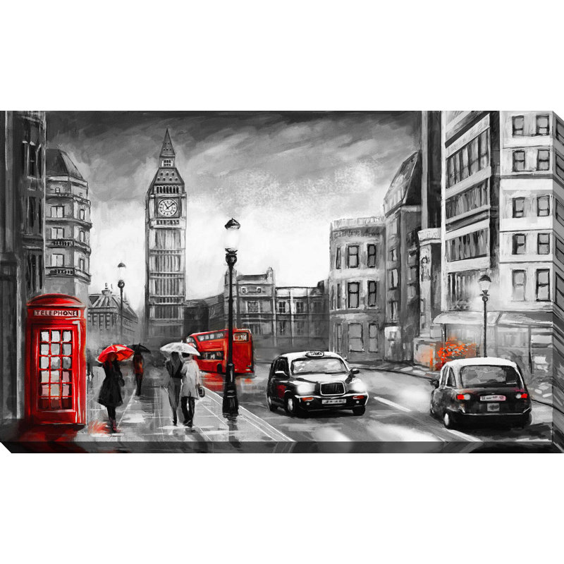«London», reproduction de peinture acrylique sur toile tendue, H 24 po x l 40 po x P 1 po