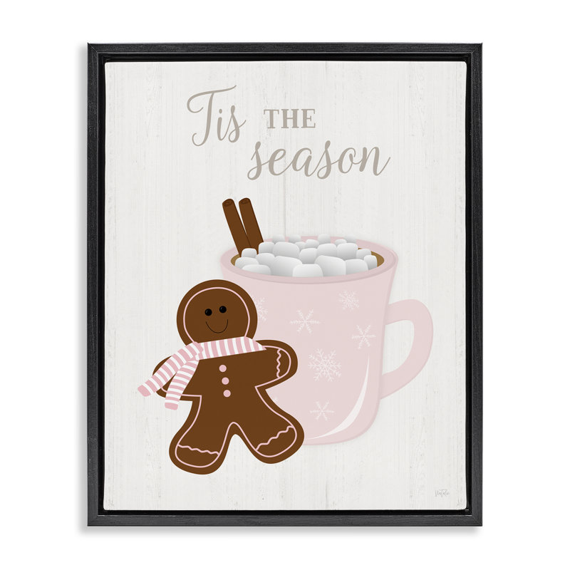 «Tis The Season Gingerbread», estampe numérique par Natalie Carpentieri, Cadre flottant noir de jais, H 21 po x l 17 po