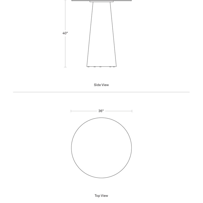 Circula Round Dining Table, White, Bar (40" Height), 36" W x 36" L