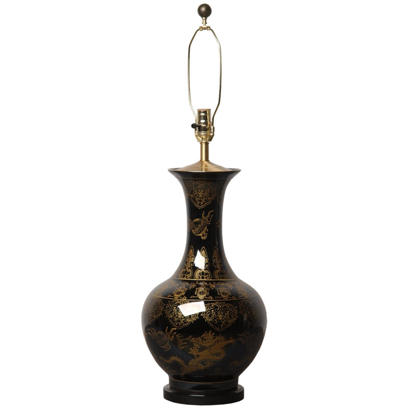 Vase TALL NECK, noir / doré (sans ombre)